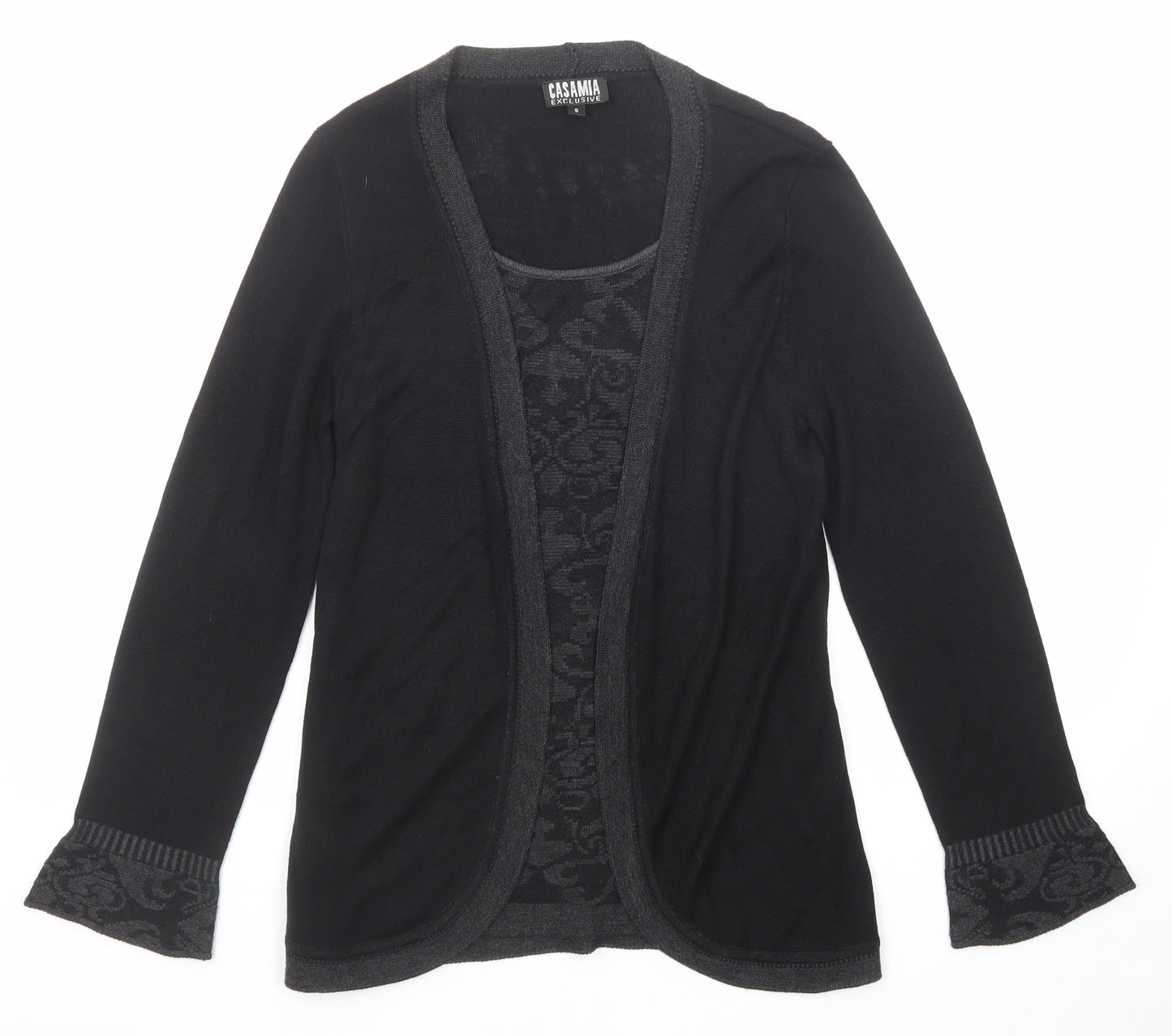 CASAMIA Womens Black Round Neck Geometric Viscose Pullover Jumper Size S - Twin Set