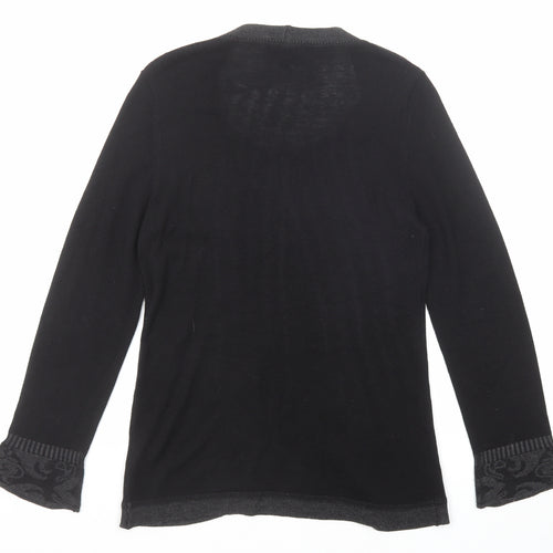 CASAMIA Womens Black Round Neck Geometric Viscose Pullover Jumper Size S - Twin Set
