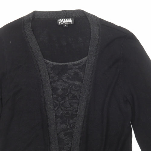 CASAMIA Womens Black Round Neck Geometric Viscose Pullover Jumper Size S - Twin Set