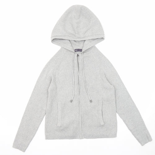 Marks and Spencer Womens Grey Cotton Full Zip Hoodie Size M Zip