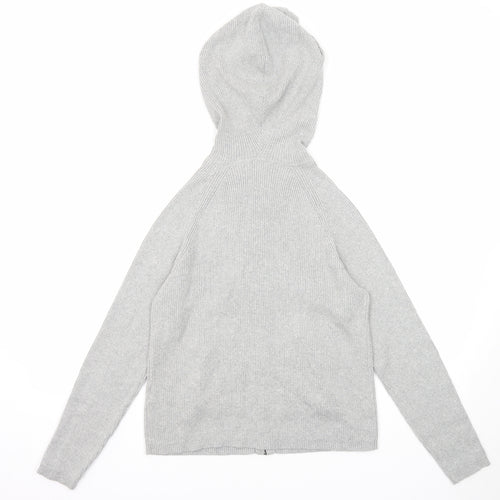 Marks and Spencer Womens Grey Cotton Full Zip Hoodie Size M Zip