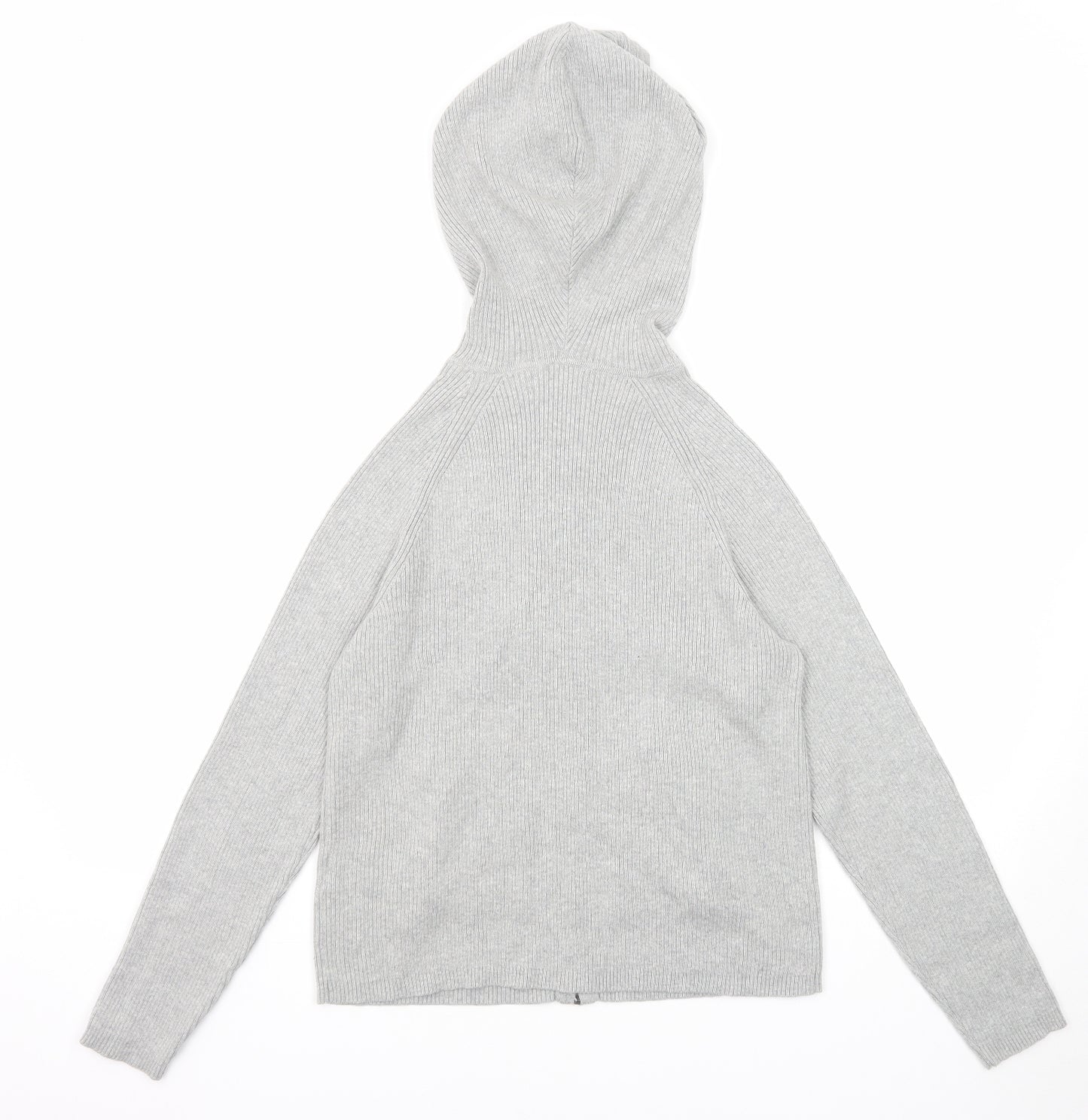 Marks and Spencer Womens Grey Cotton Full Zip Hoodie Size M Zip