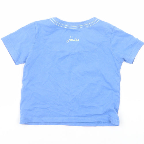 Joules Boys Blue Cotton Basic T-Shirt Size 2 Years Round Neck Pullover - Crabs