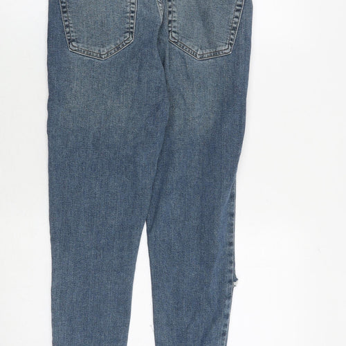 Topshop Womens Blue Cotton Skinny Jeans Size 30 in Regular Zip