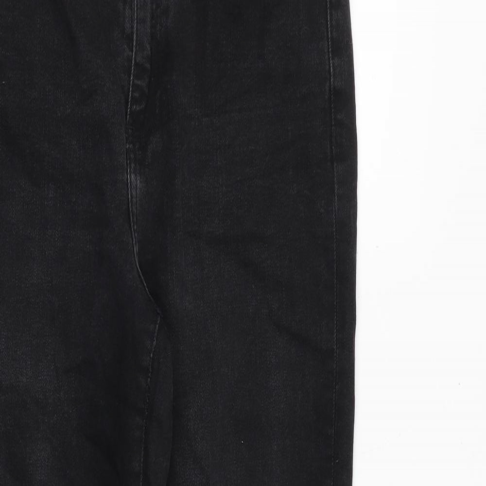 Marks and Spencer Womens Black Cotton Mom Jeans Size 10 Regular Zip