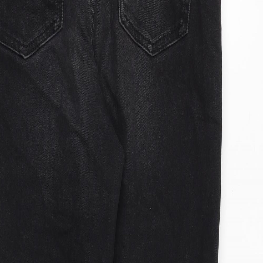 Marks and Spencer Womens Black Cotton Mom Jeans Size 10 Regular Zip
