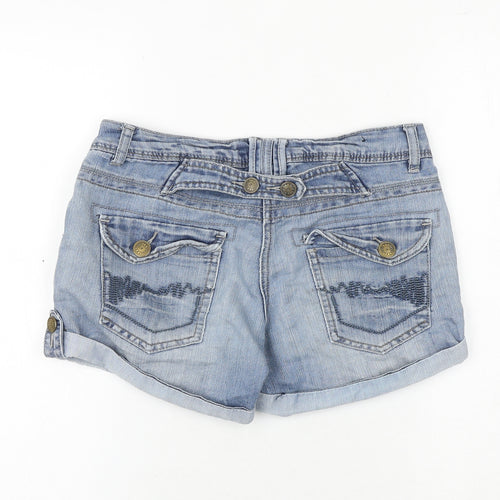 YESYES Womens Blue Cotton Hot Pants Shorts Size 8 Regular Zip