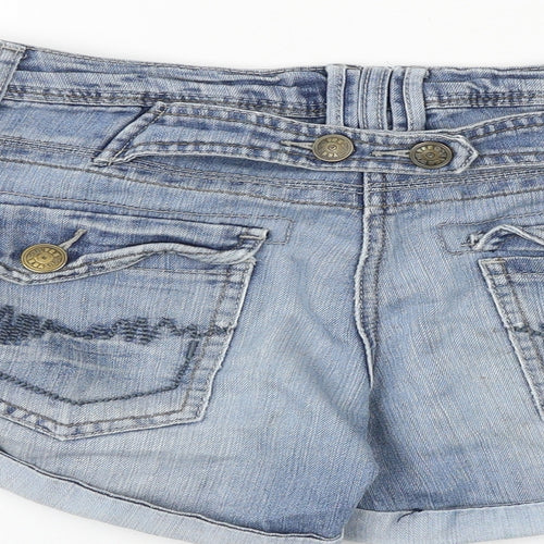 YESYES Womens Blue Cotton Hot Pants Shorts Size 8 Regular Zip