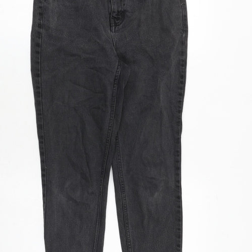 Topshop Womens Black Cotton Mom Jeans Size 26 in Regular Zip