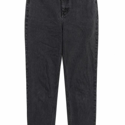Topshop Womens Black Cotton Mom Jeans Size 26 in Regular Zip