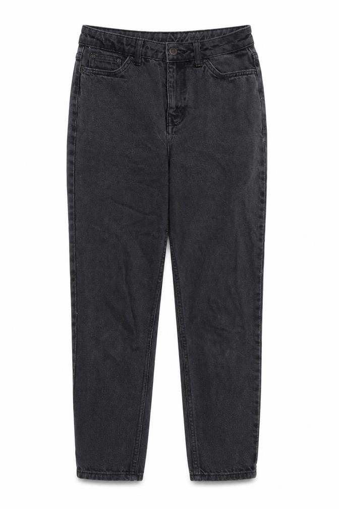 Topshop Womens Black Cotton Mom Jeans Size 26 in Regular Zip