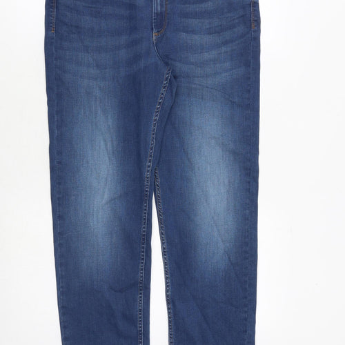 Marks and Spencer Womens Blue Cotton Skinny Jeans Size 16 Regular Zip