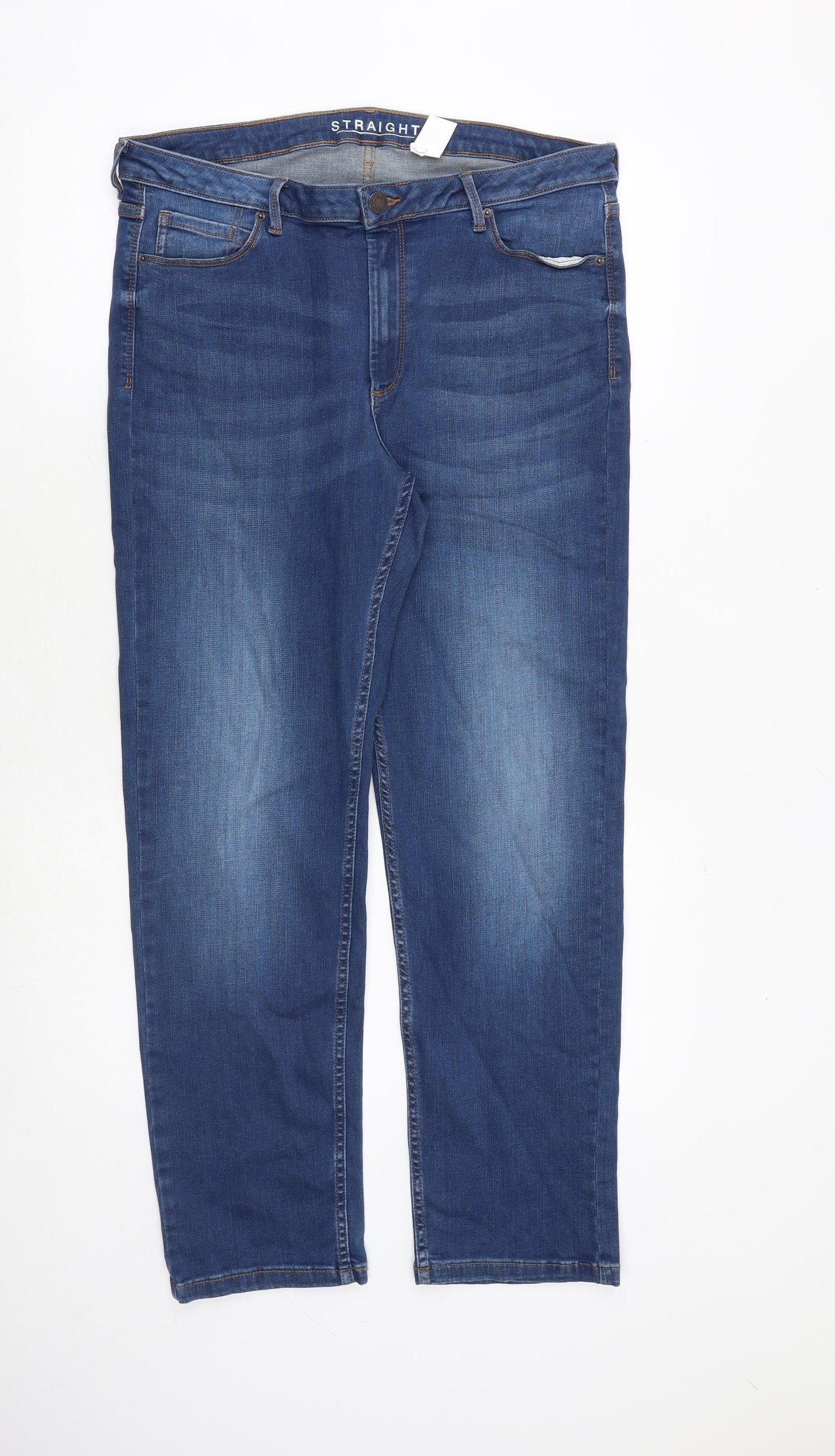 Marks and Spencer Womens Blue Cotton Skinny Jeans Size 16 Regular Zip