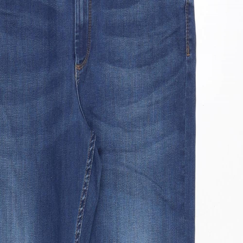 Marks and Spencer Womens Blue Cotton Skinny Jeans Size 16 Regular Zip