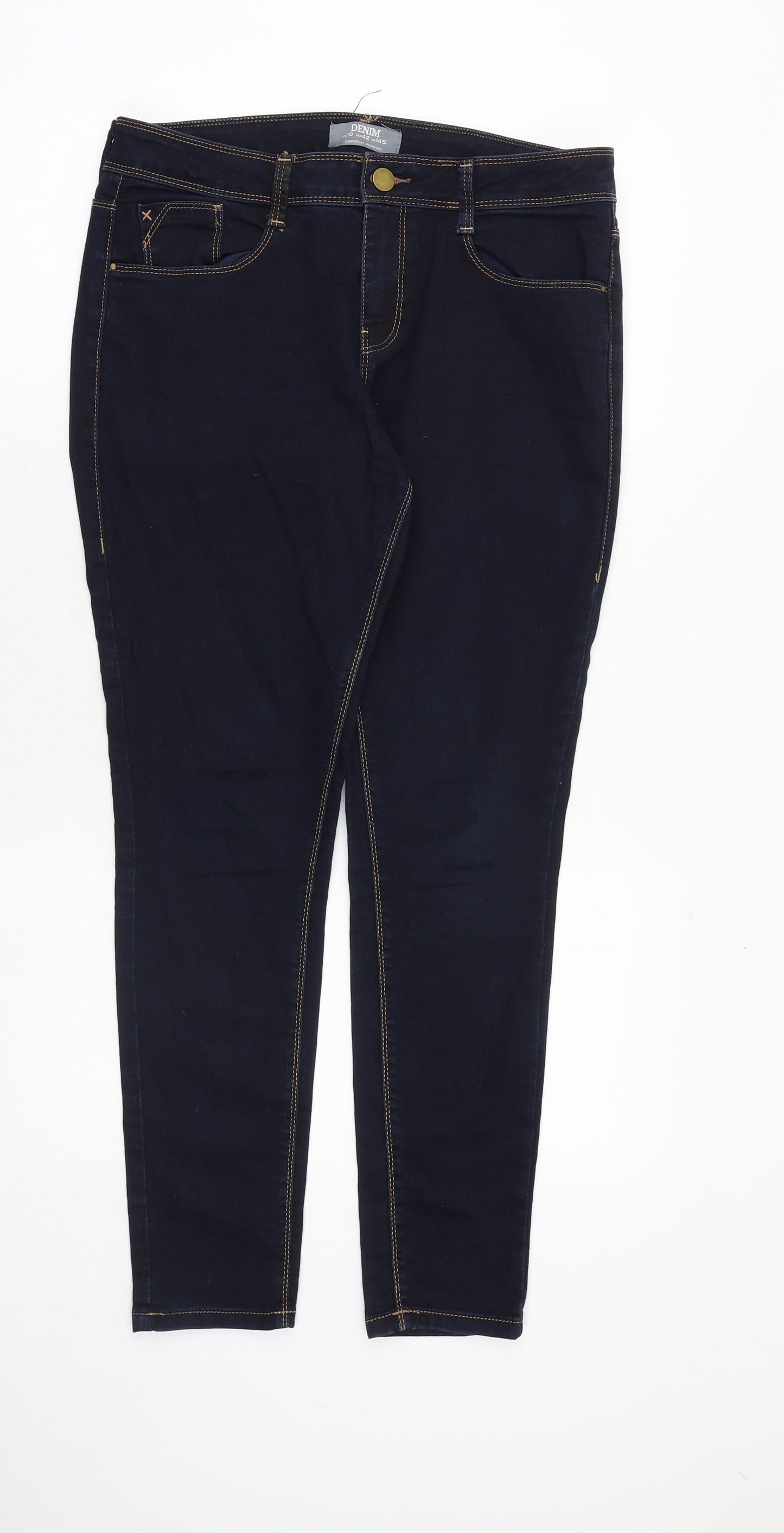 Dorothy Perkins Womens Blue Cotton Skinny Jeans Size 14 Regular Zip