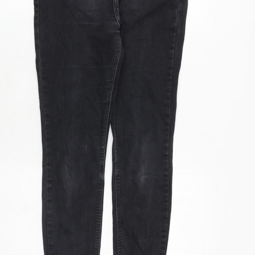 River Island Womens Black Cotton Skinny Jeans Size 14 Regular Zip