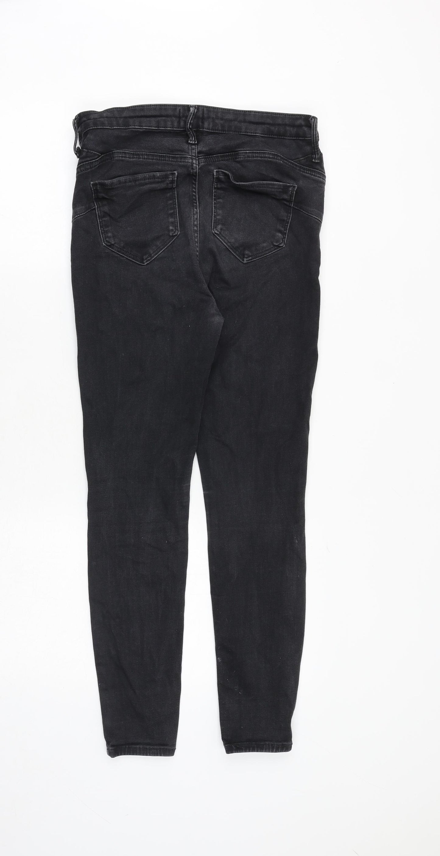 River Island Womens Black Cotton Skinny Jeans Size 14 Regular Zip