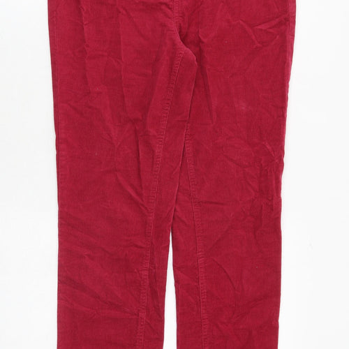 Marks and Spencer Womens Red Cotton Straight Jeans Size 12 Regular Zip
