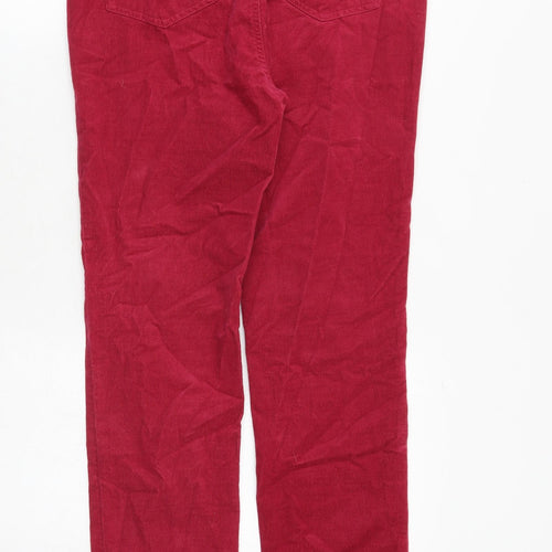 Marks and Spencer Womens Red Cotton Straight Jeans Size 12 Regular Zip