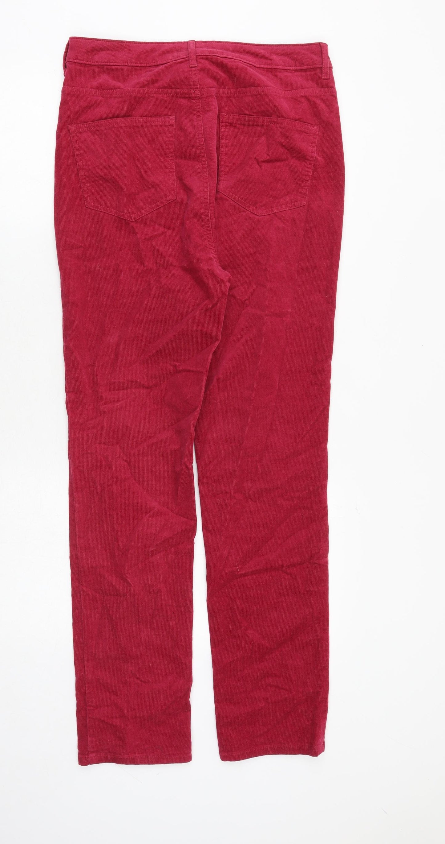 Marks and Spencer Womens Red Cotton Straight Jeans Size 12 Regular Zip