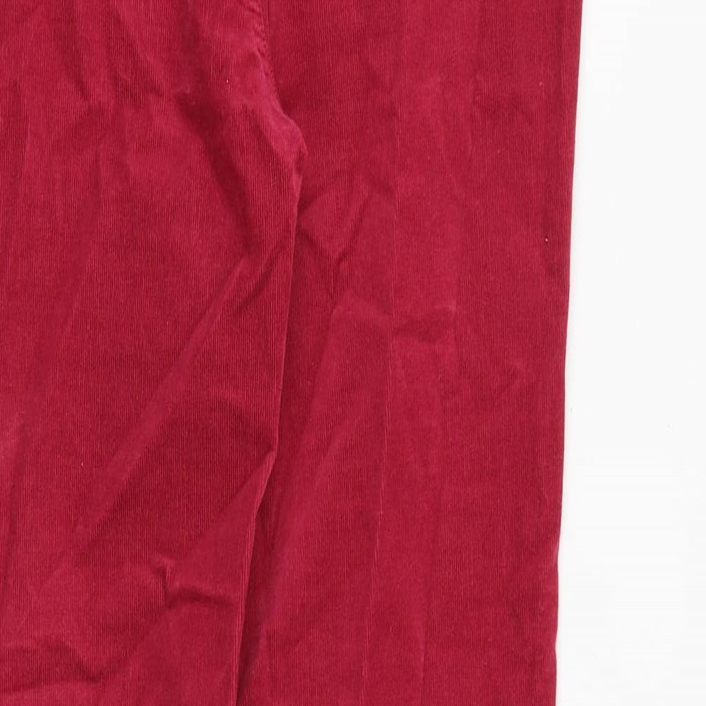 Marks and Spencer Womens Red Cotton Straight Jeans Size 12 Regular Zip