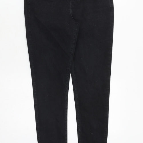 Topshop Womens Black Cotton Skinny Jeans Size 30 in Regular Zip