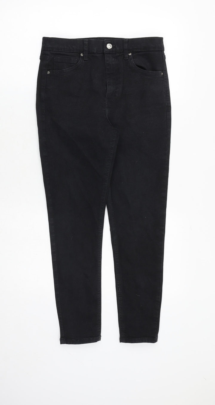 Topshop Womens Black Cotton Skinny Jeans Size 30 in Regular Zip