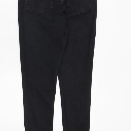 Topshop Womens Black Cotton Skinny Jeans Size 30 in Regular Zip