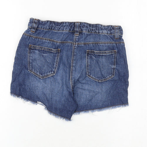 NEXT Girls Blue 100% Cotton Boyfriend Shorts Size 11 Years Regular Zip
