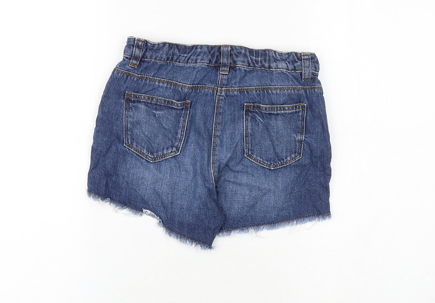 NEXT Girls Blue 100% Cotton Boyfriend Shorts Size 11 Years Regular Zip