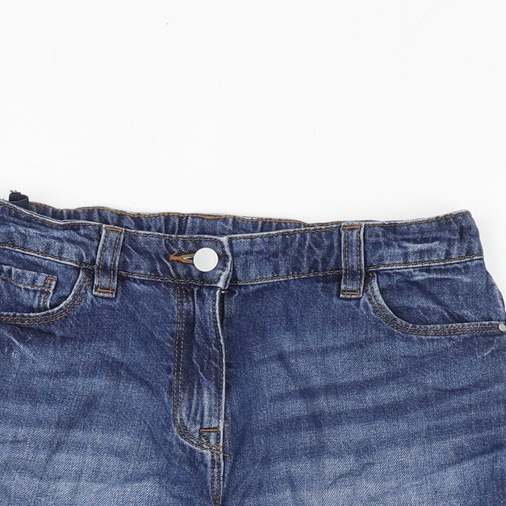 NEXT Girls Blue 100% Cotton Boyfriend Shorts Size 11 Years Regular Zip