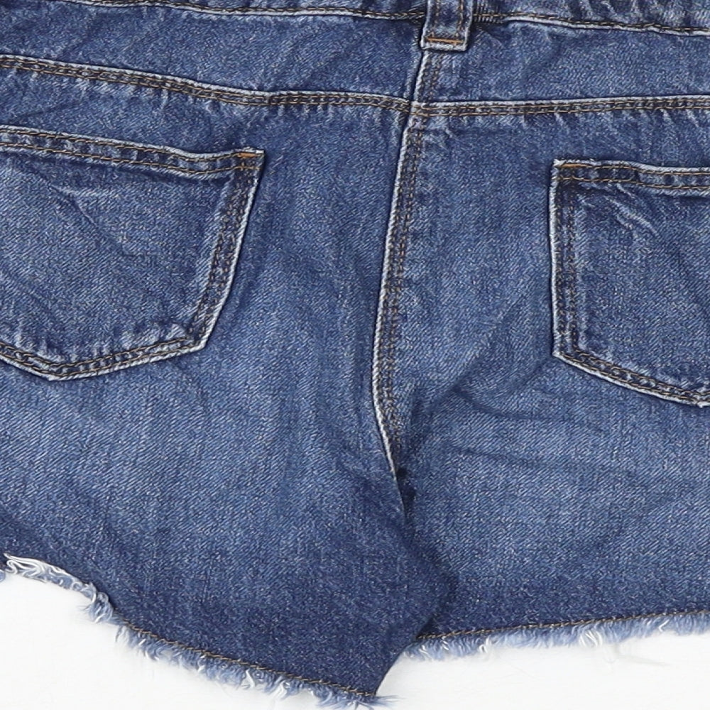 NEXT Girls Blue 100% Cotton Boyfriend Shorts Size 11 Years Regular Zip