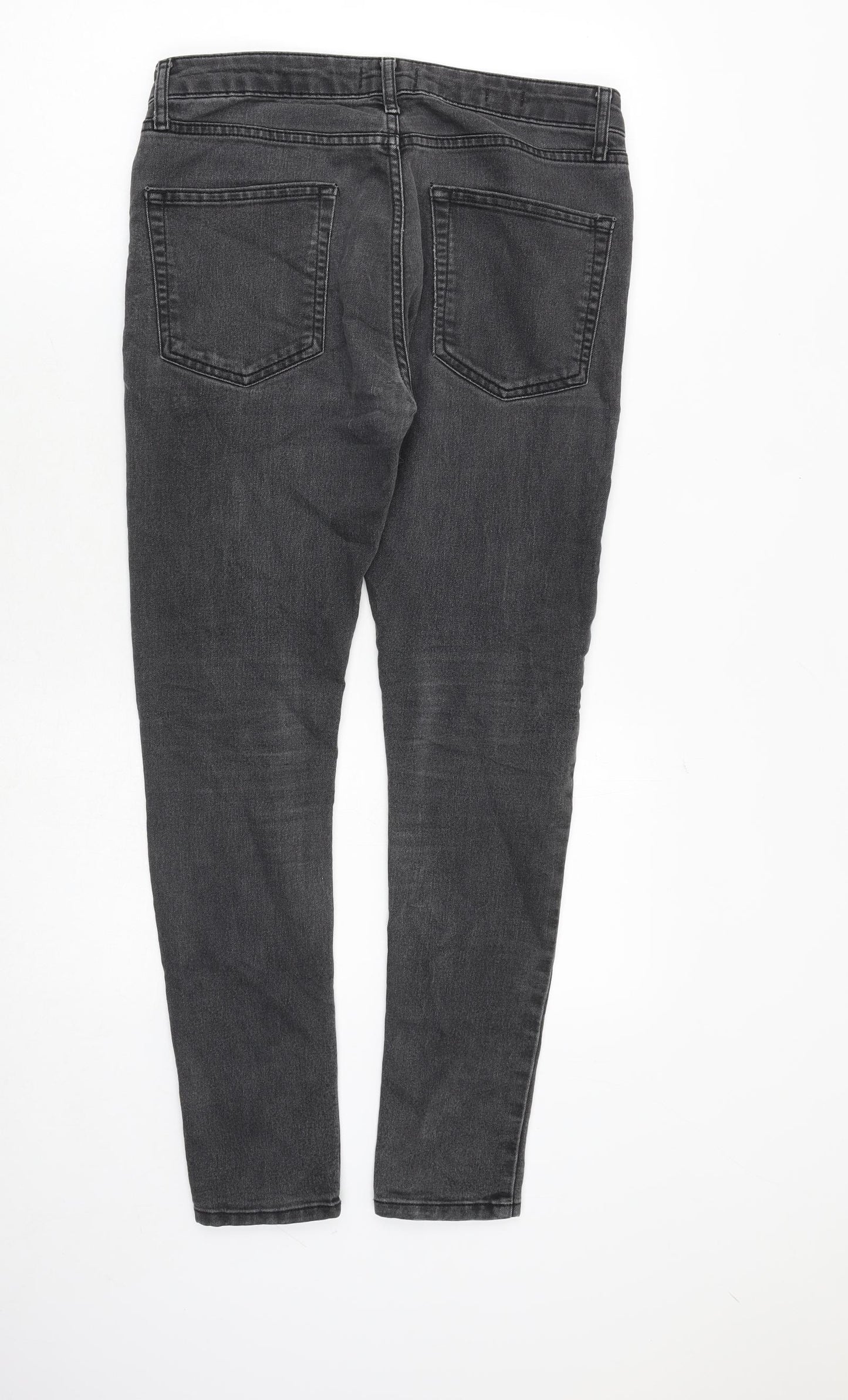 Topman Mens Grey Cotton Skinny Jeans Size 32 in Slim Zip - Short Leg