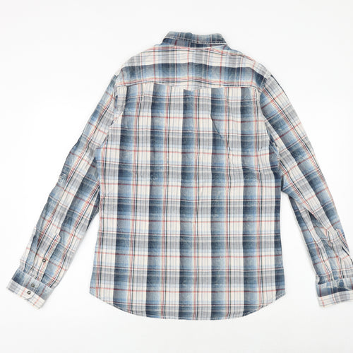 River Island Mens Multicoloured Plaid Cotton Button-Up Size M Collared Snap