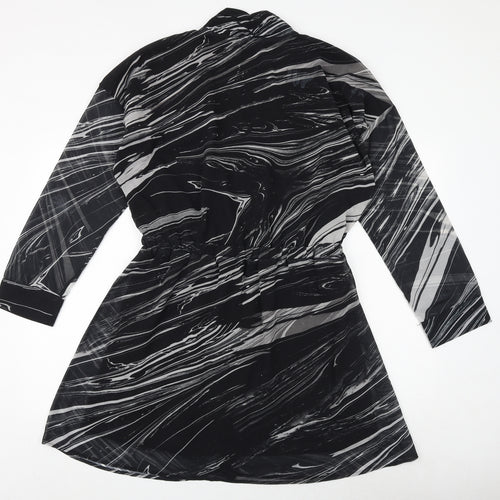 Religion Womens Black Geometric Polyester Shirt Dress Size XL Collared Pullover