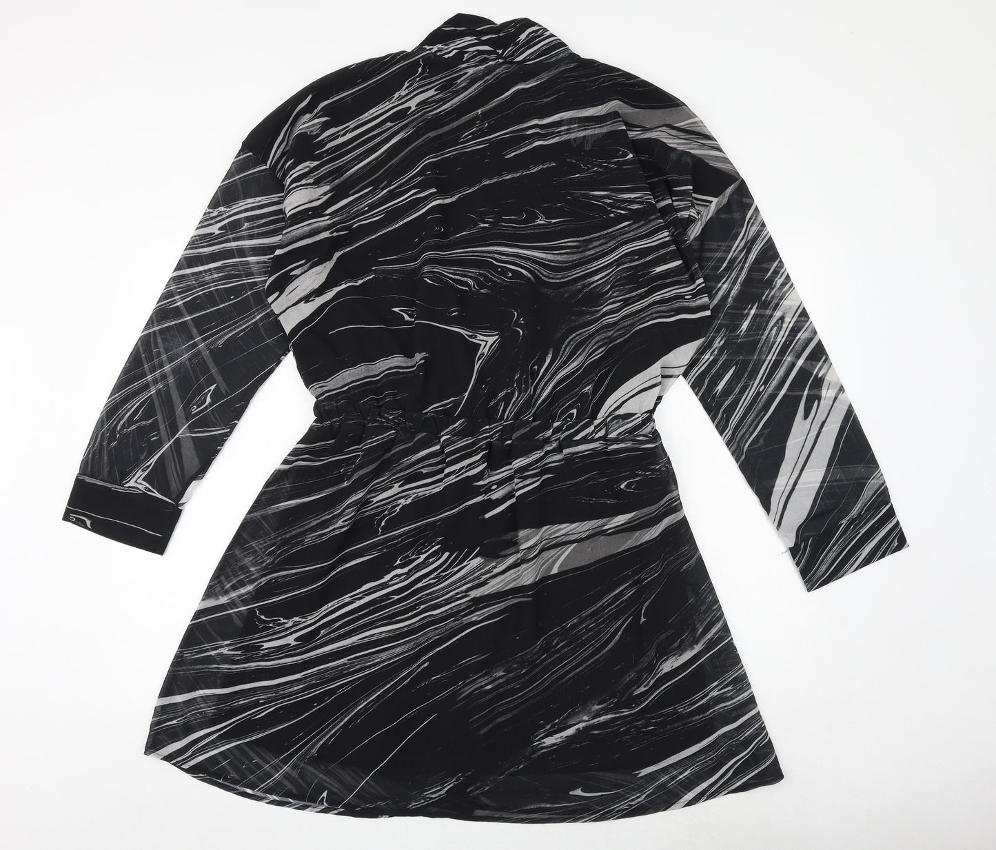 Religion Womens Black Geometric Polyester Shirt Dress Size XL Collared Pullover