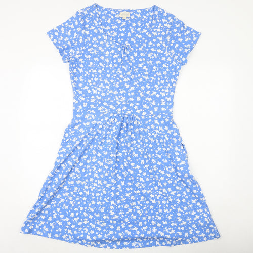 Mountain Warehouse Womens Blue Floral Cotton A-Line Size 12 Round Neck Pullover