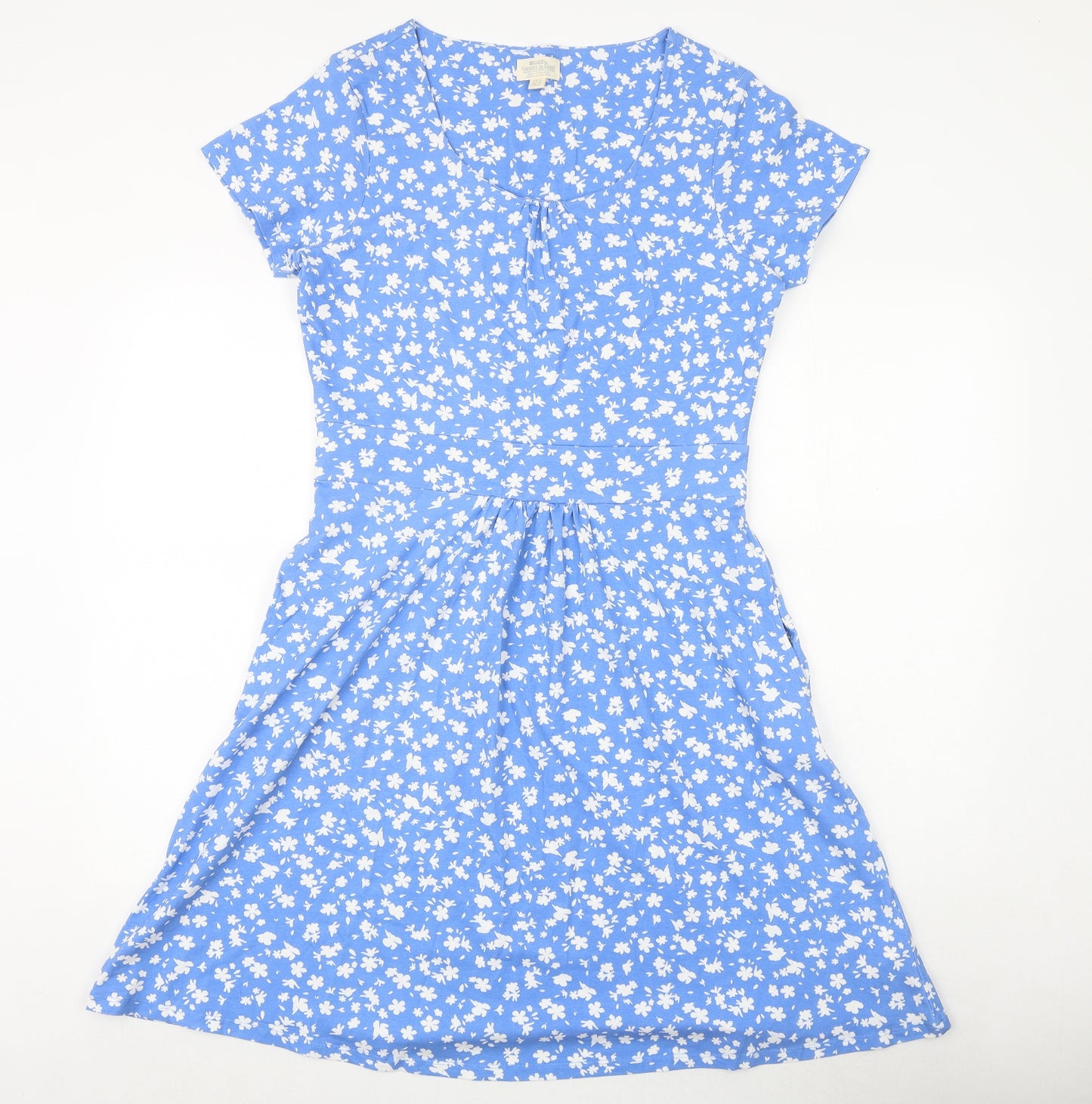 Mountain Warehouse Womens Blue Floral Cotton A-Line Size 12 Round Neck Pullover