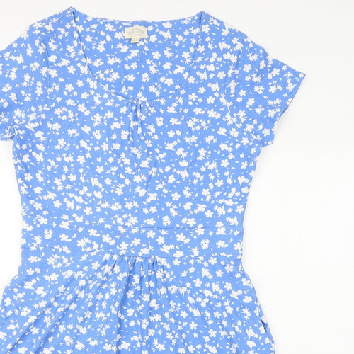 Mountain Warehouse Womens Blue Floral Cotton A-Line Size 12 Round Neck Pullover