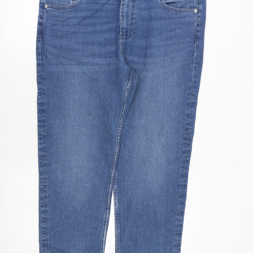 Marks and Spencer Womens Blue Cotton Cropped Jeans Size 18 Regular Zip