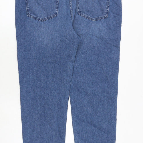 Marks and Spencer Womens Blue Cotton Cropped Jeans Size 18 Regular Zip