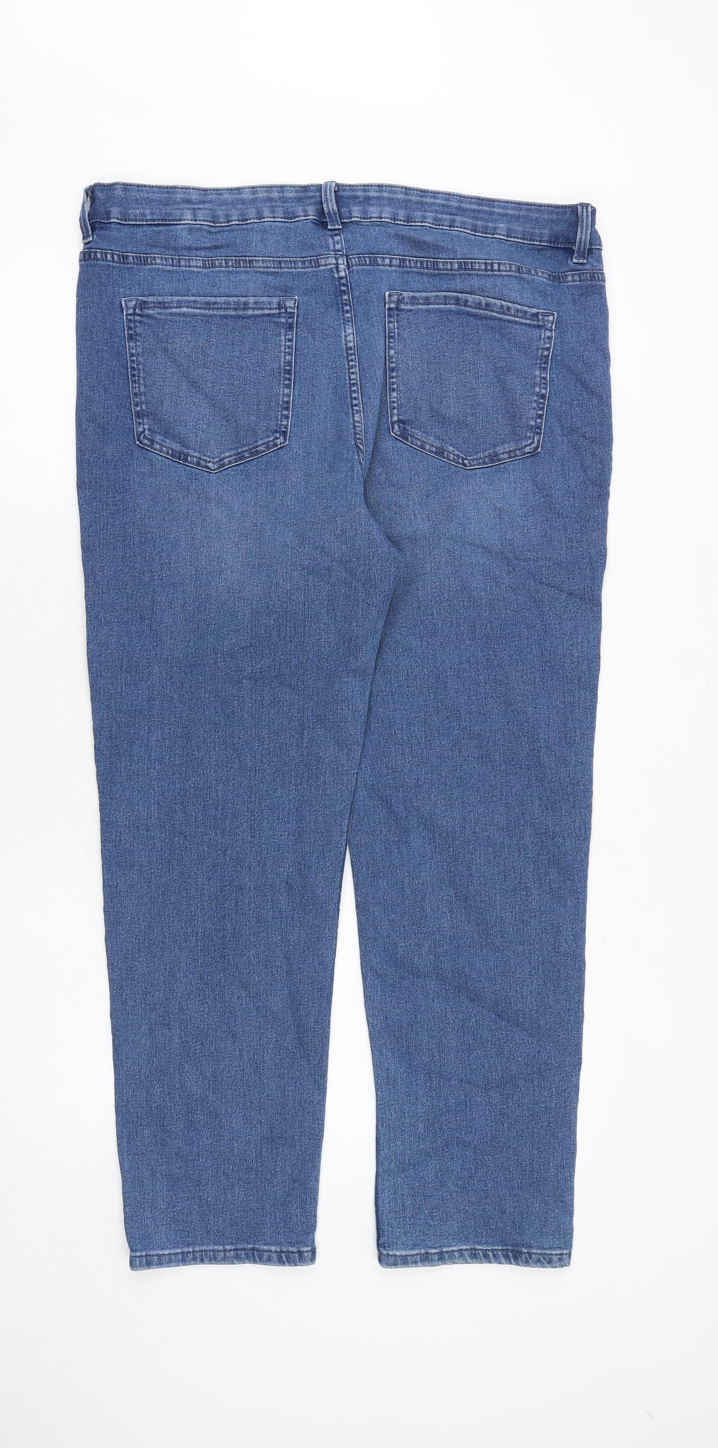 Marks and Spencer Womens Blue Cotton Cropped Jeans Size 18 Regular Zip