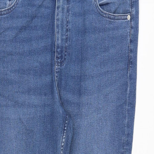 Marks and Spencer Womens Blue Cotton Cropped Jeans Size 18 Regular Zip