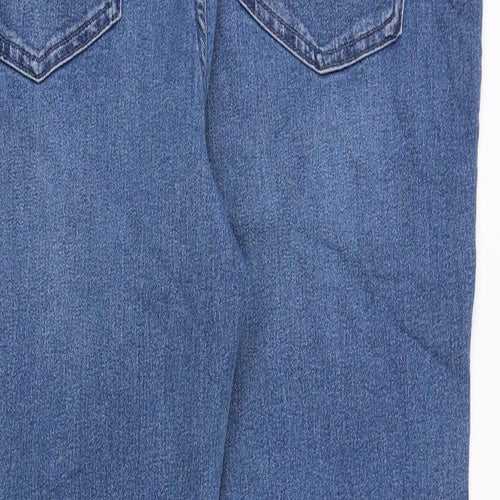 Marks and Spencer Womens Blue Cotton Cropped Jeans Size 18 Regular Zip