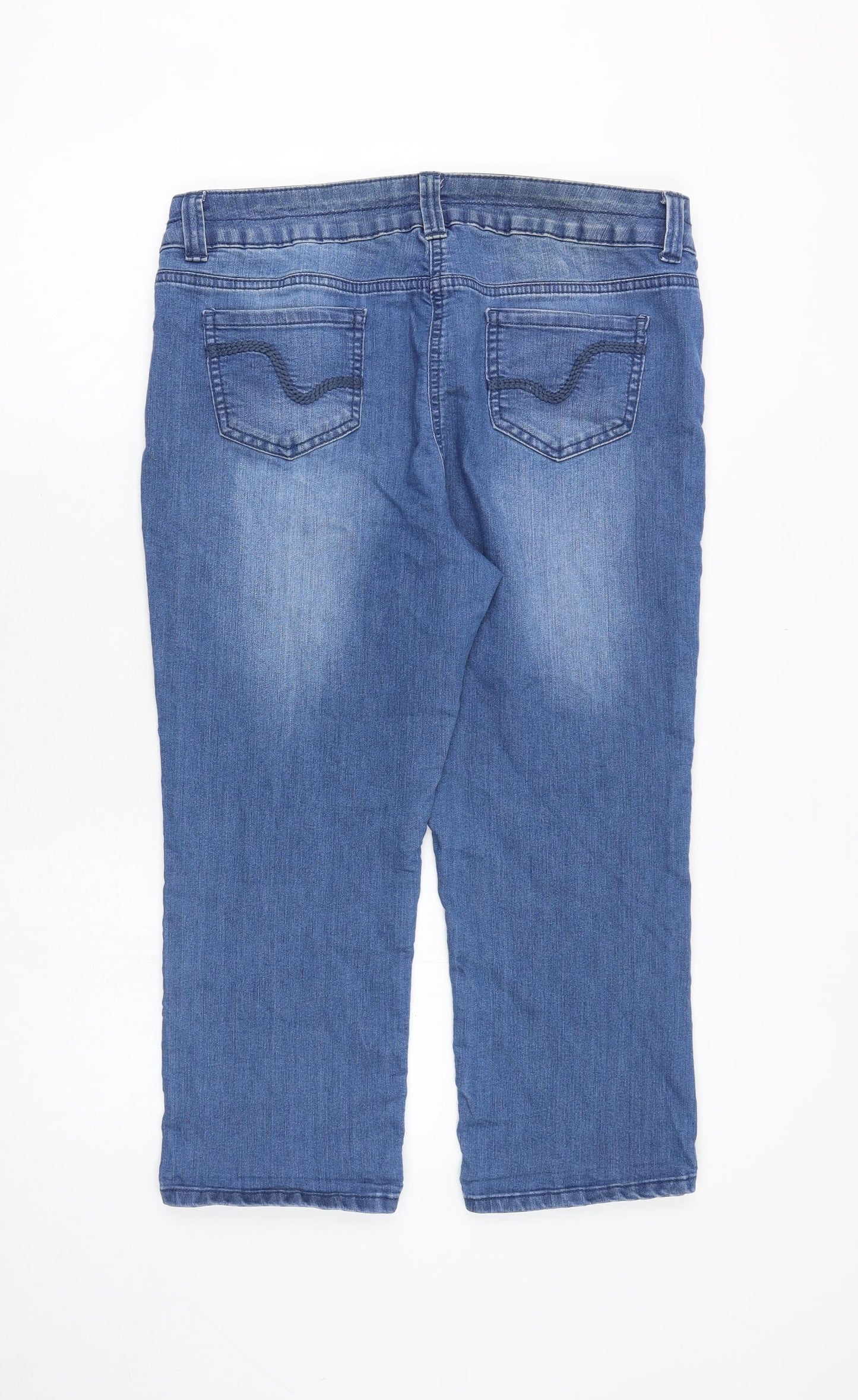 Monsoon Womens Blue Cotton Cropped Jeans Size 16 Regular Zip