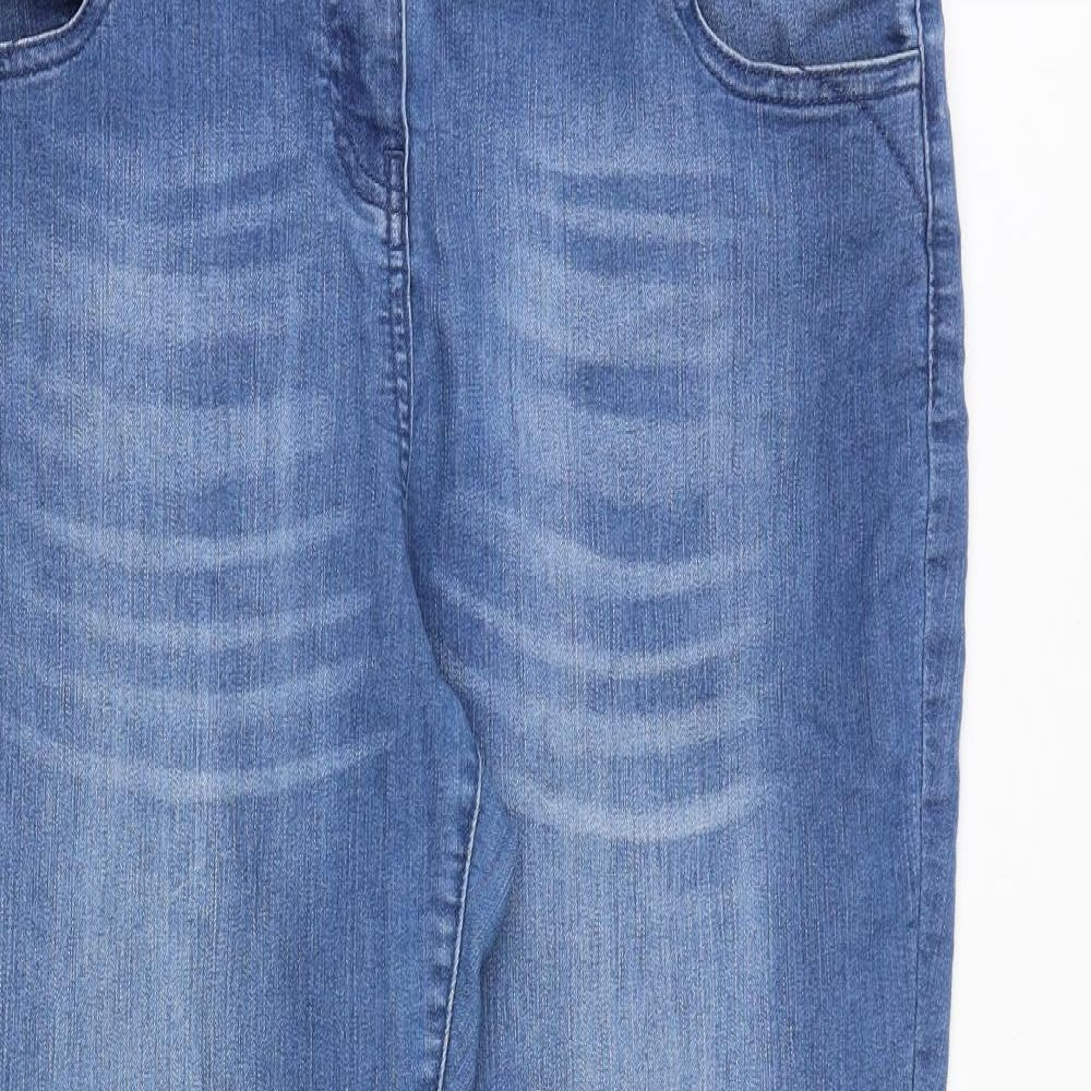 Monsoon Womens Blue Cotton Cropped Jeans Size 16 Regular Zip