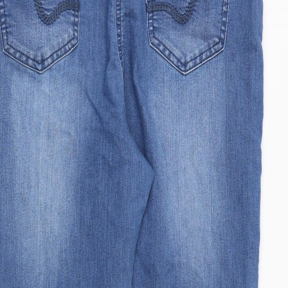 Monsoon Womens Blue Cotton Cropped Jeans Size 16 Regular Zip