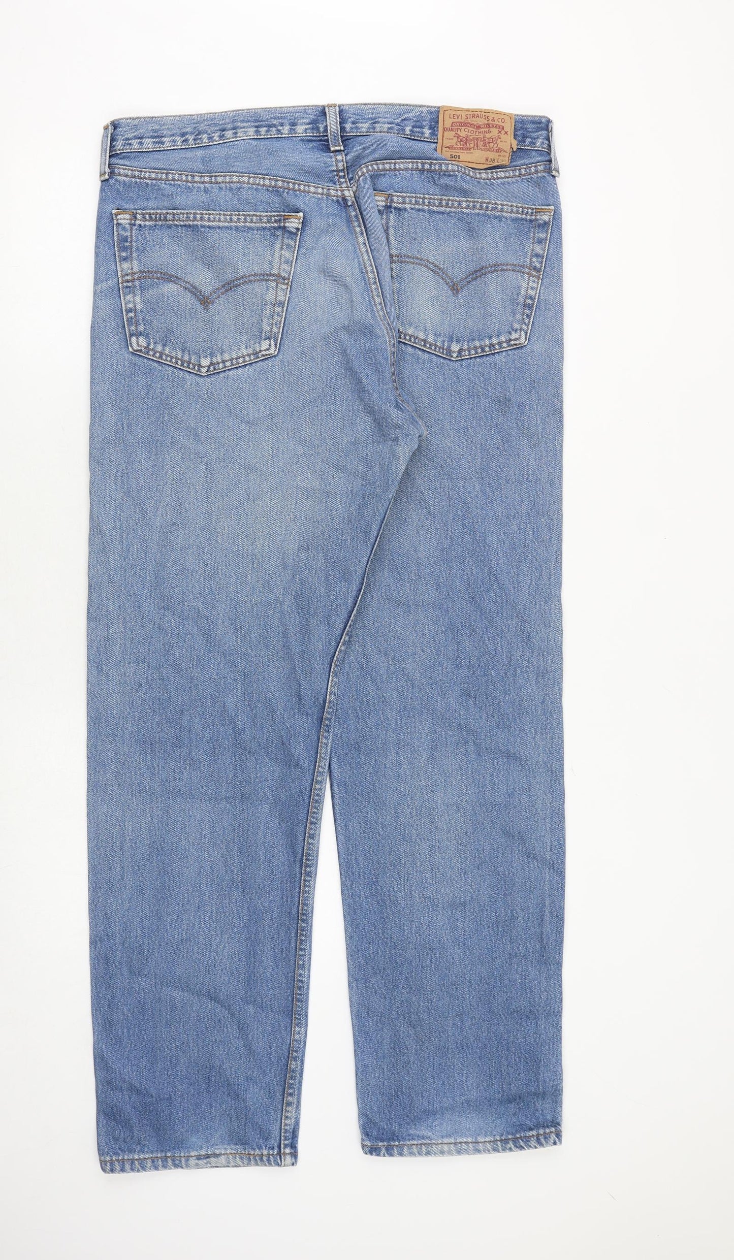 Levi's Mens Blue Cotton Straight Jeans Size 38 in Regular Button