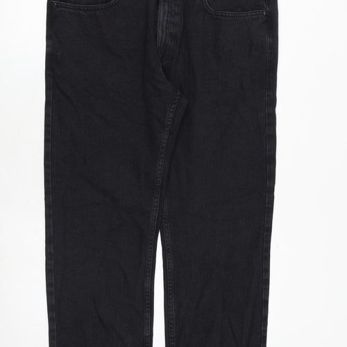 Marks and Spencer Womens Black Cotton Straight Jeans Size 38 in L29 in Regular Zip