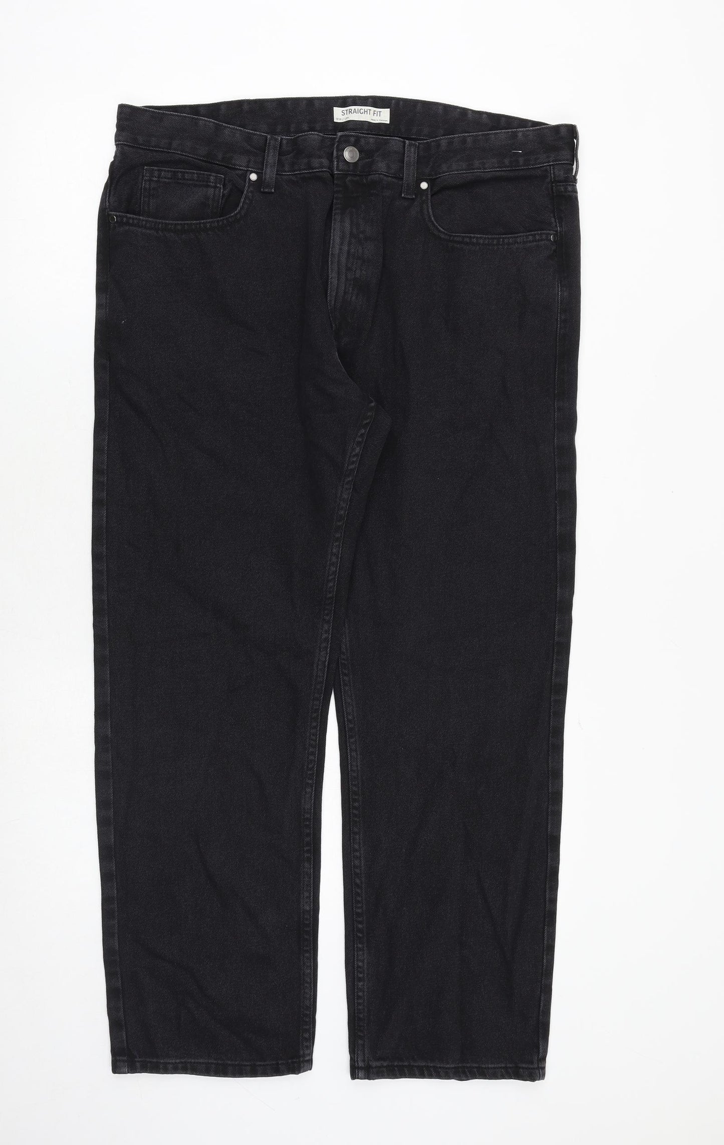 Marks and Spencer Womens Black Cotton Straight Jeans Size 38 in L29 in Regular Zip